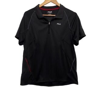 FILA athletic sweater black short sleeves polo athletics medium